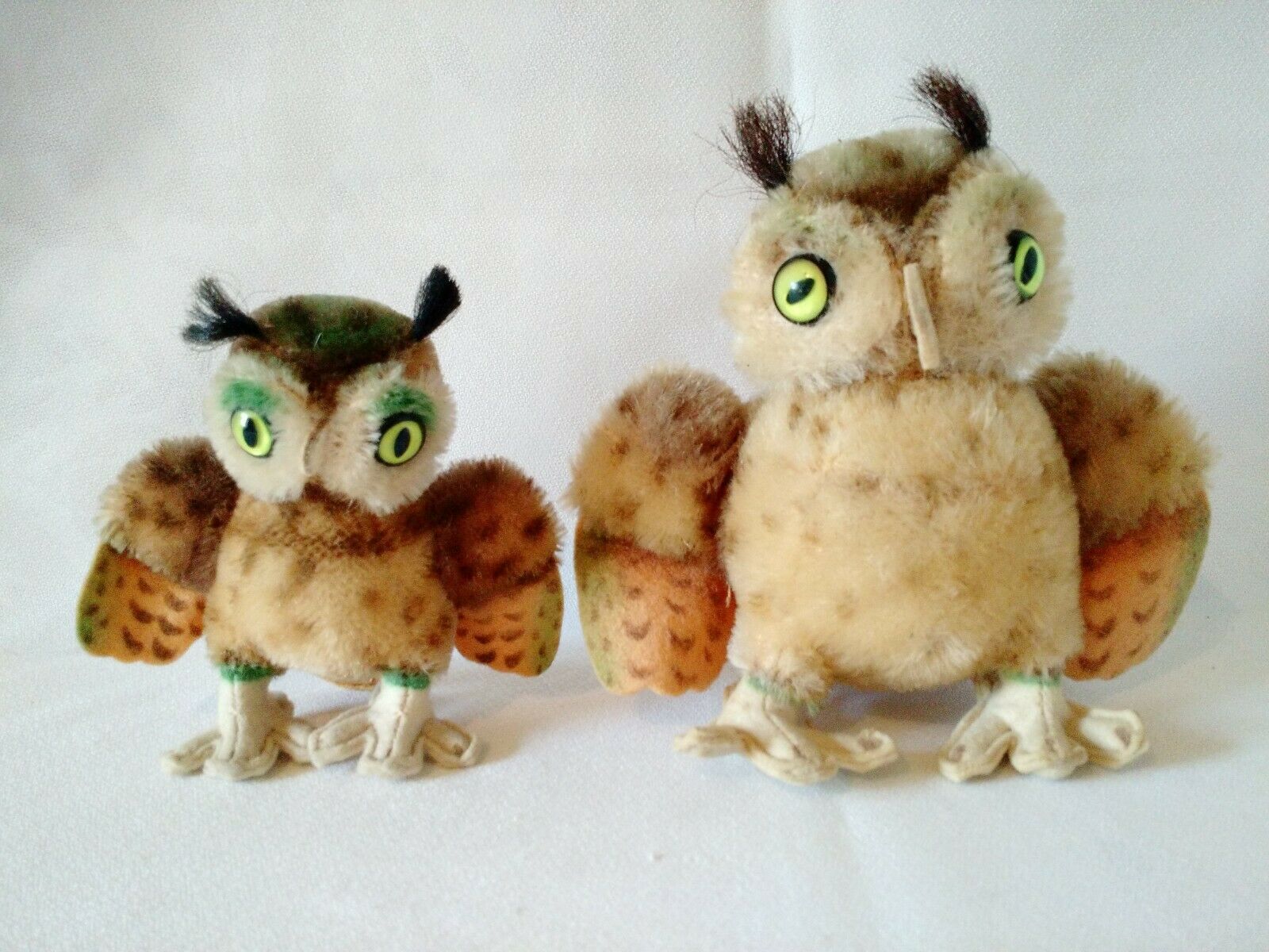 Two Steiff Whittie Owls – Nice Condition – 4” And 5 ½” – Germany