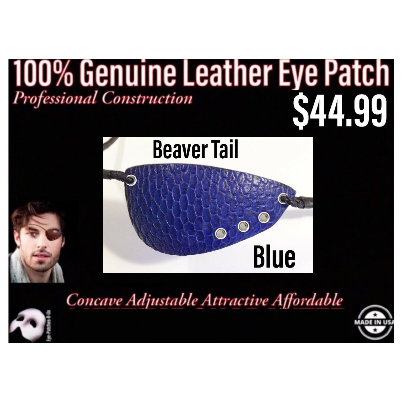 Beaver Tail - Leather Lined Patch At Eye Patches R Us - C.o.a. - Crenshaw Cut