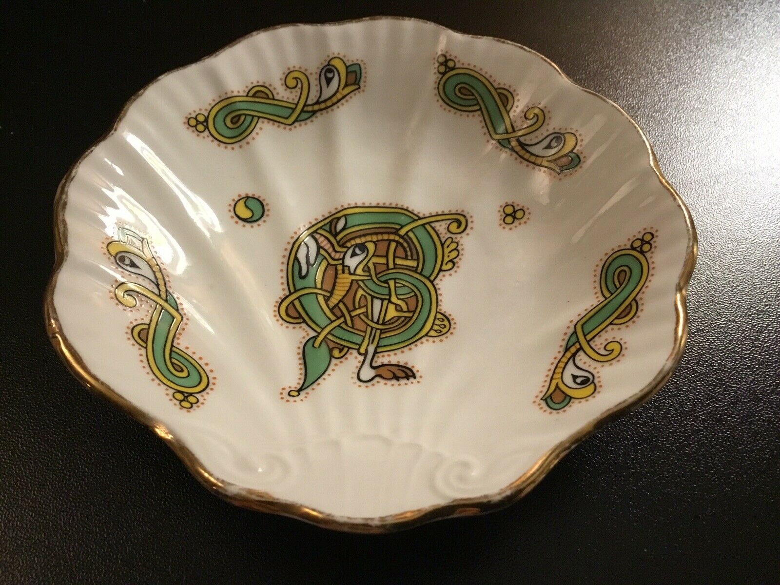 Celtic Illuminations Book Of Kells Initial E Porcelain Trinket Dish Made Ireland