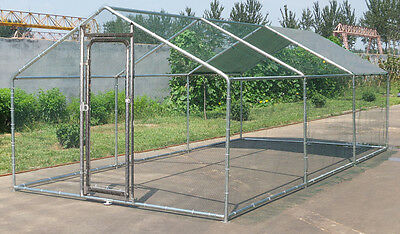 Large Metal 20x10 Ft Chicken Coop Backyard Hen House Cage Run Outdoor Cage