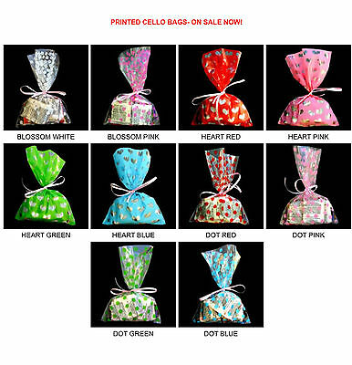 Printed Cello Bags-100ea/pack, Bakery Cookie Cellophane Bag, 3 Sizes, 10 Styles.
