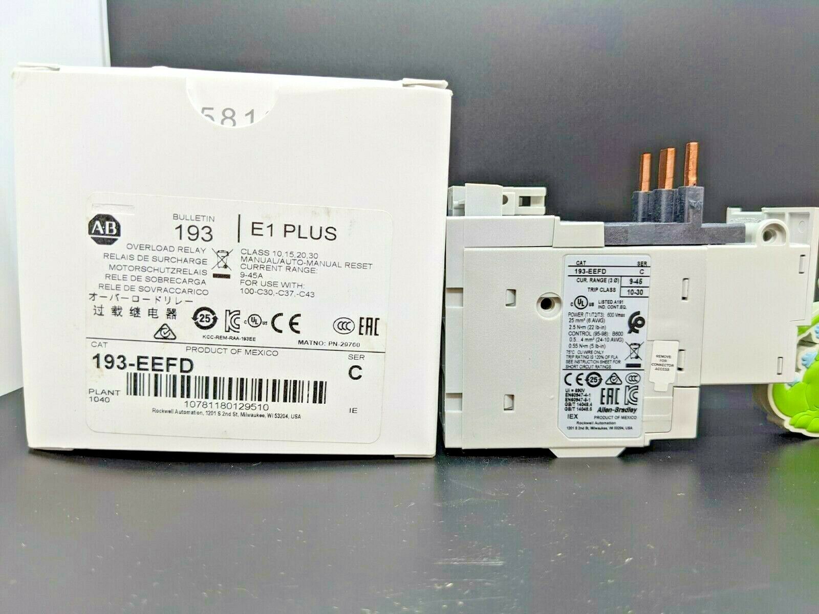 Allen Bradley 193-eefd Solid State Overload Relay 9-45a (3 Phase)