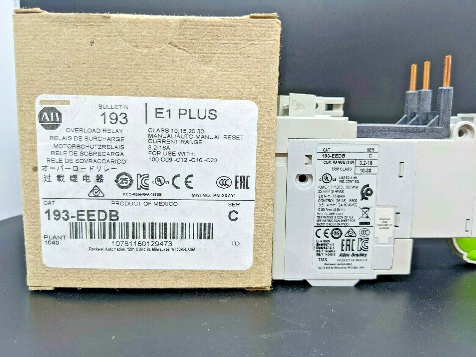 Allen Bradley 193-eedb  Solid State Overload Relay 3.2-16a (3 Phase)