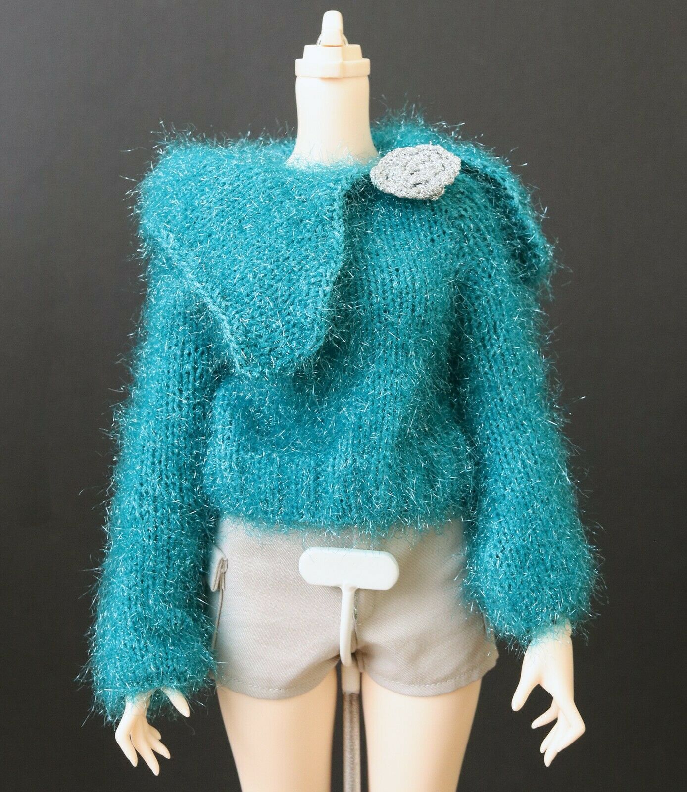 Sparkly Teal Blue Sweater Clothing For 1/3 Sd13 60cm Girls Bjd