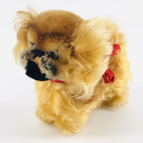 Vintage Steiff Plush Toy Peky Pekingese Dog Puppy 7969 Ear Button