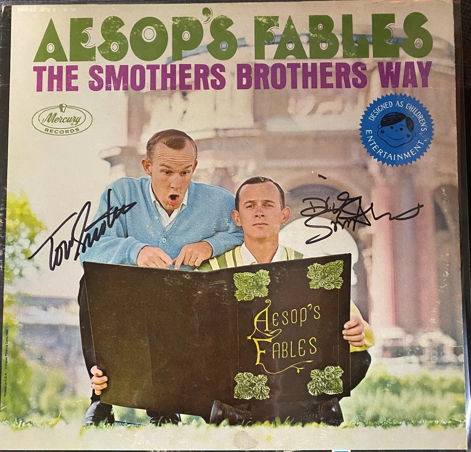 THE SMOTHERS BROTHERS PERFECTLY HAND- SIGNED ALBUM COVER. THE BEST ON EBAY!