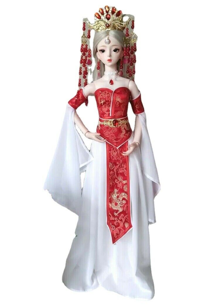 1/3 Sd Bjd Archaic Clothes Red Fairy Suit Clothes+headwear+ear Studs 8 Pcs Set