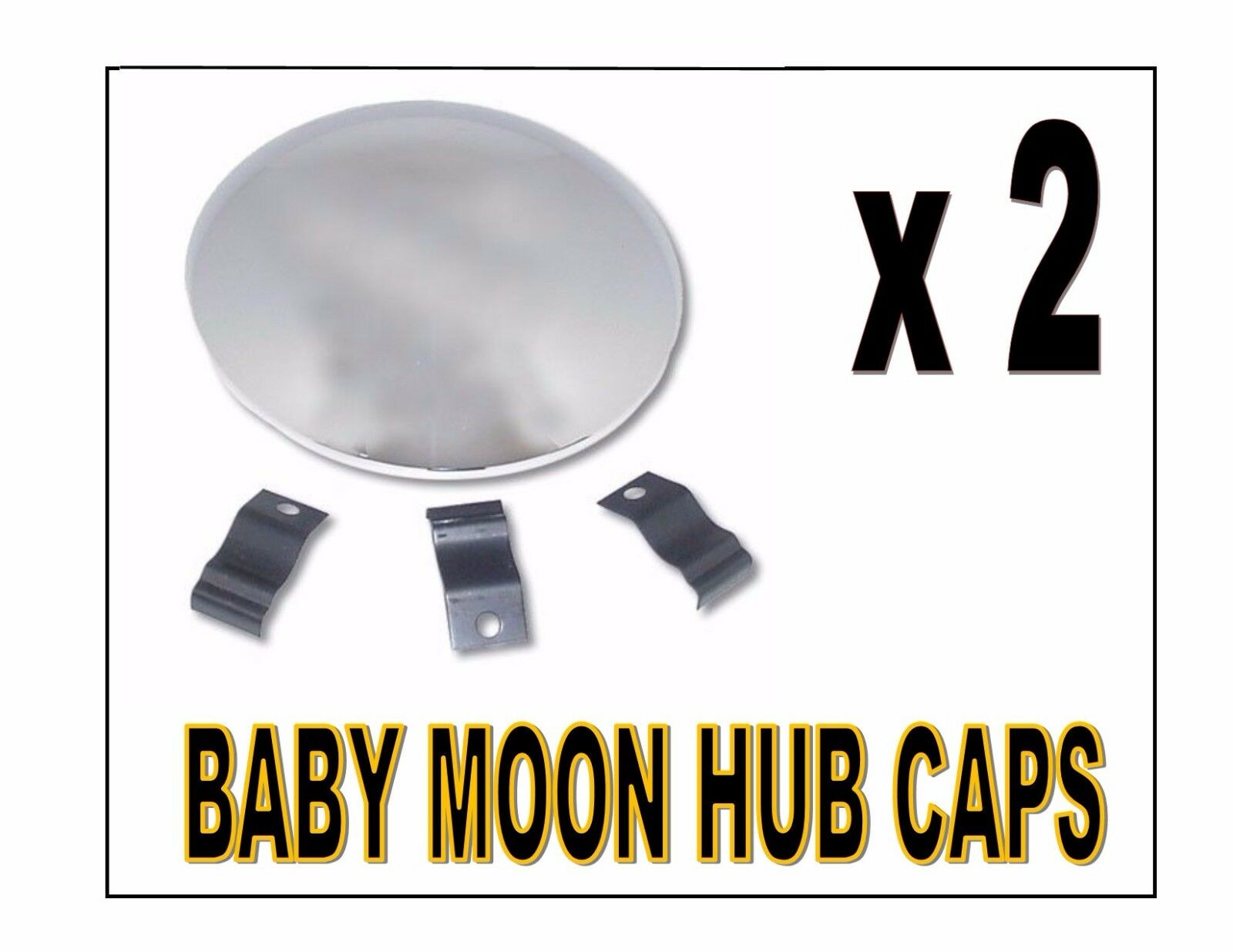 Baby Moon Trailer Chrome Hub Caps (9-1/4") W/ 3 Clips - (pair) Semi-trucks