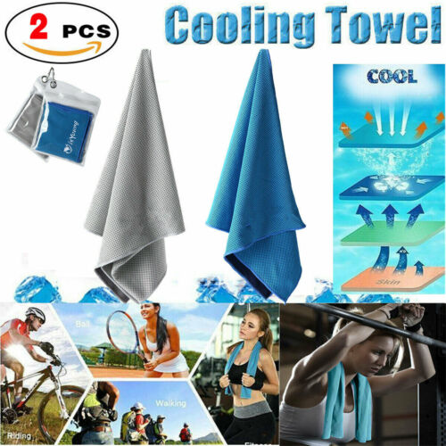 2 Pack Ice Cold Instant Cooling Towel Running Jogging Gym Chilly Pad Sports Yoga